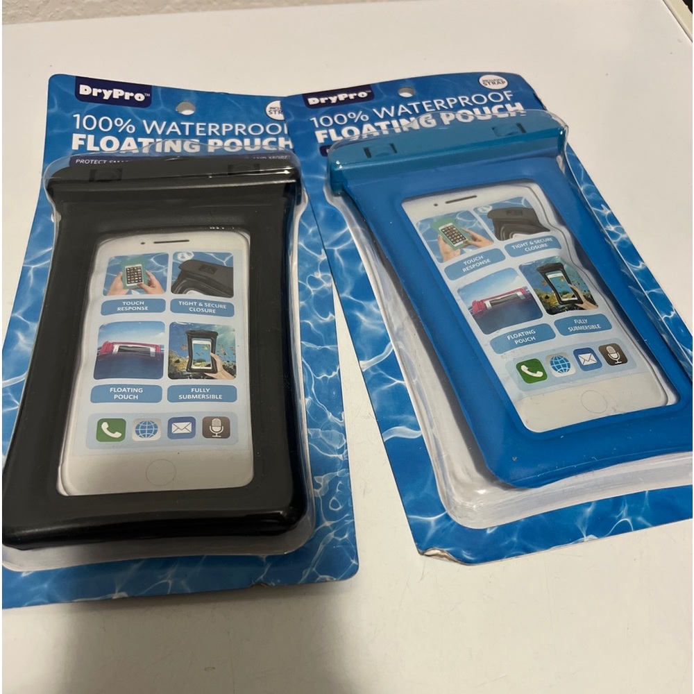 Set Of 2 Waterproof Floating Cell Phone Pouch W/ Strap asking $8 per pair